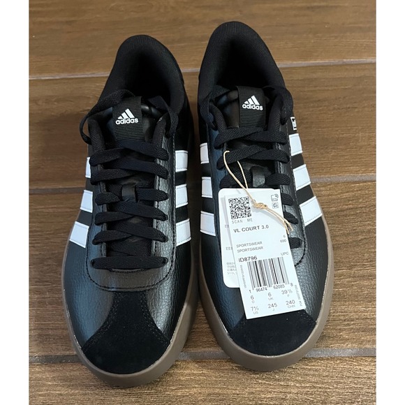 adidas Shoes - Adidas VL Court 3.0 Womens Sneakers Black White Gum ID8796 Size 7.5 NEW